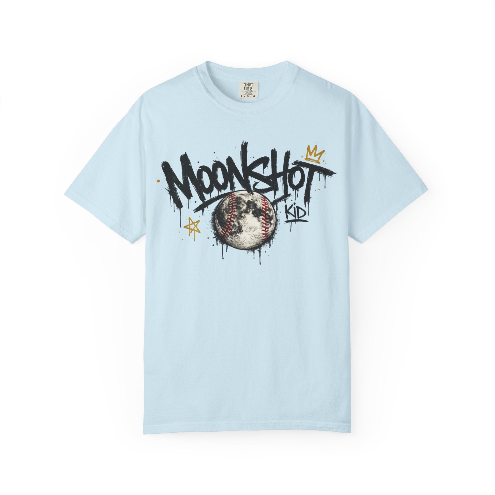 Moonshot Kid Graffiti Tee — DROP 001 | Streetwear Baseball Moon Graphic Shirt