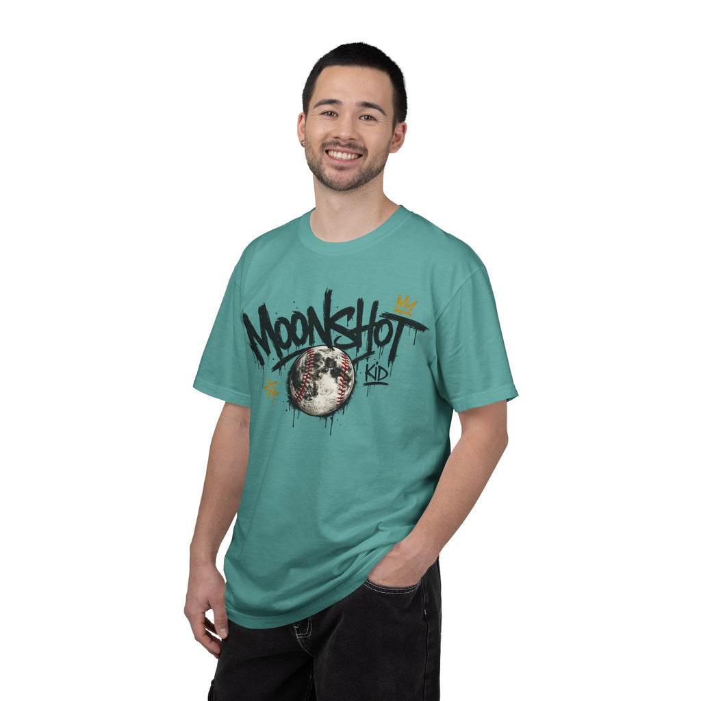 Moonshot Kid Graffiti Tee — DROP 001 | Streetwear Baseball Moon Graphic Shirt