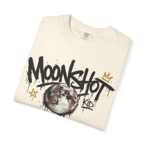 Moonshot Kid Graffiti Tee — DROP 001 | Streetwear Baseball Moon Graphic Shirt