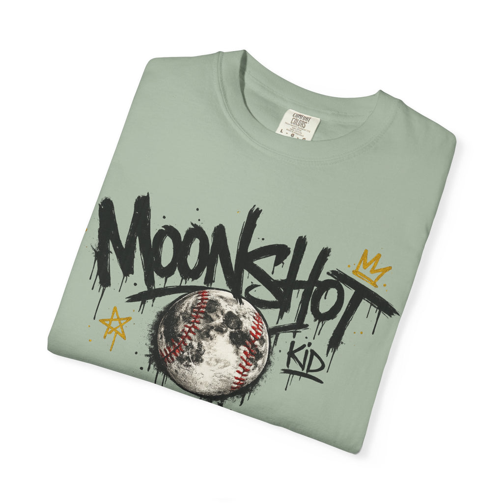 Moonshot Kid Graffiti Tee — DROP 001 | Streetwear Baseball Moon Graphic Shirt