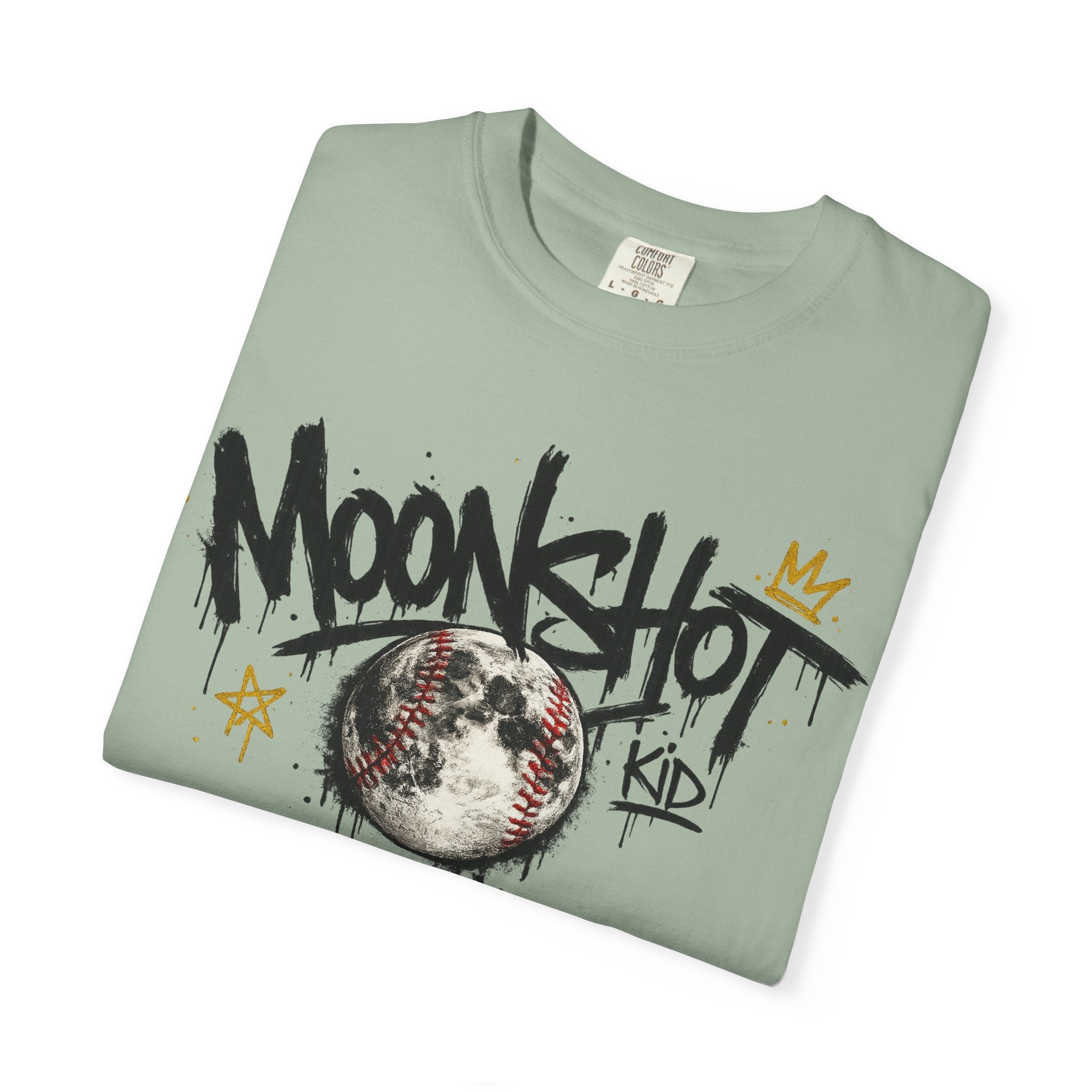 Moonshot Kid Graffiti Tee — DROP 001 | Streetwear Baseball Moon Graphic Shirt