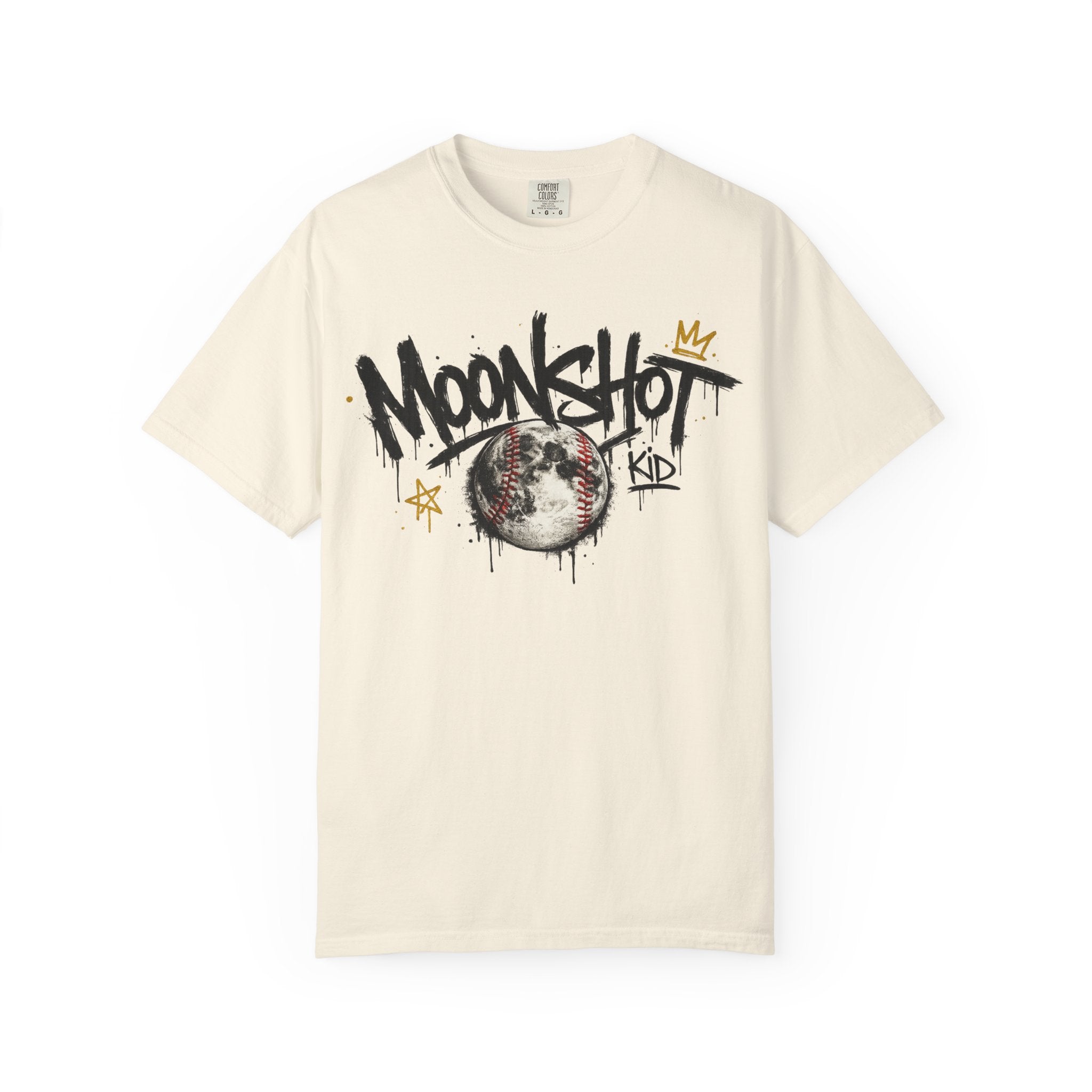 Moonshot Kid Graffiti Tee — DROP 001 | Streetwear Baseball Moon Graphic Shirt